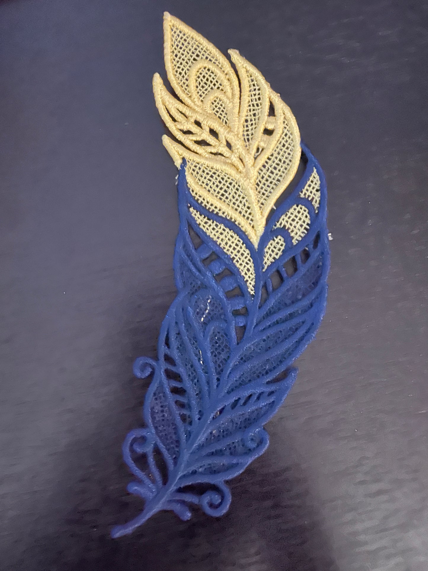 Embroidered Feather Bookmark