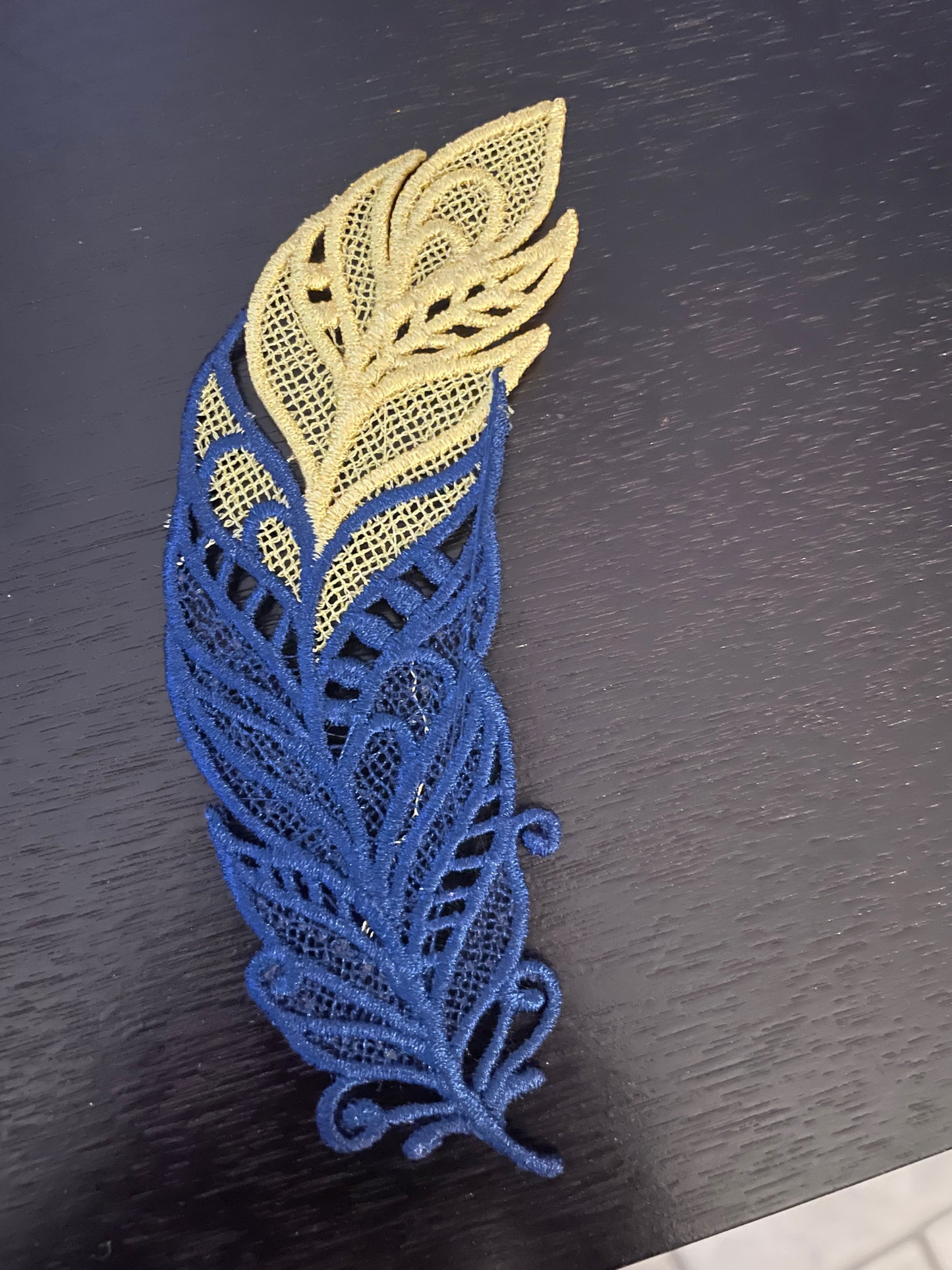 Embroidered Feather Bookmark